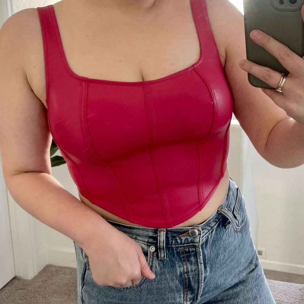 ⭐️ Corset Hot Night Out Party Minimalist Baddie Crop Club Blouse Latex Like Top